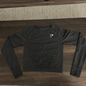 Black long sleeve gymshark seamless crop top